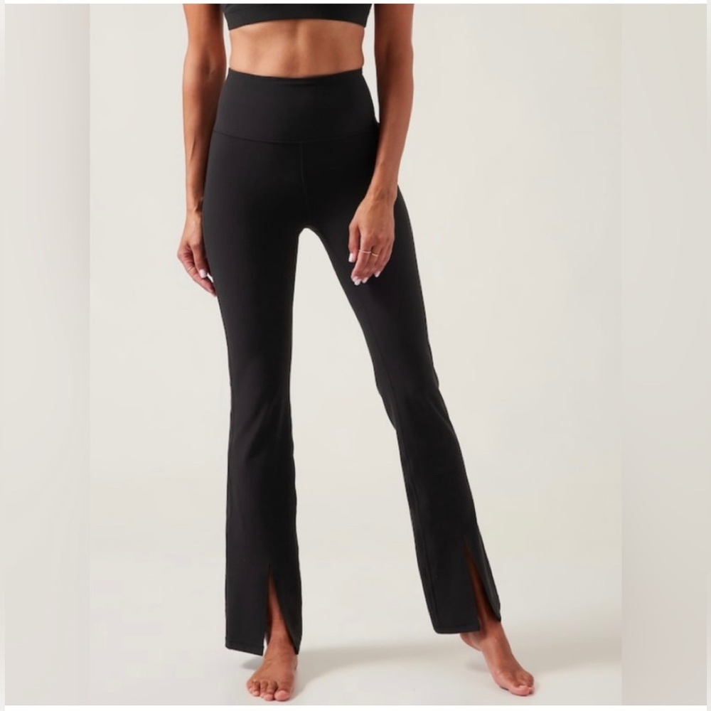 Athleta elation high rise split flare pant; size small long  black